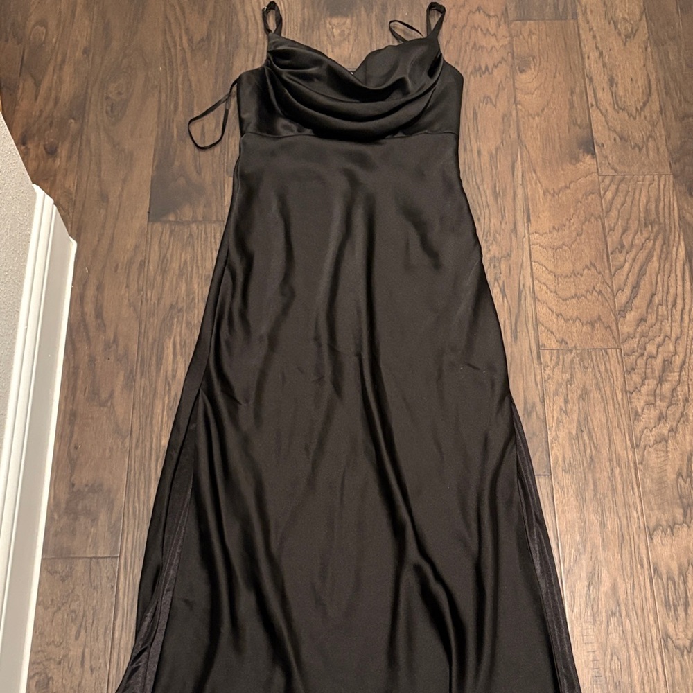Revelry Black Maxi Dress skye satin